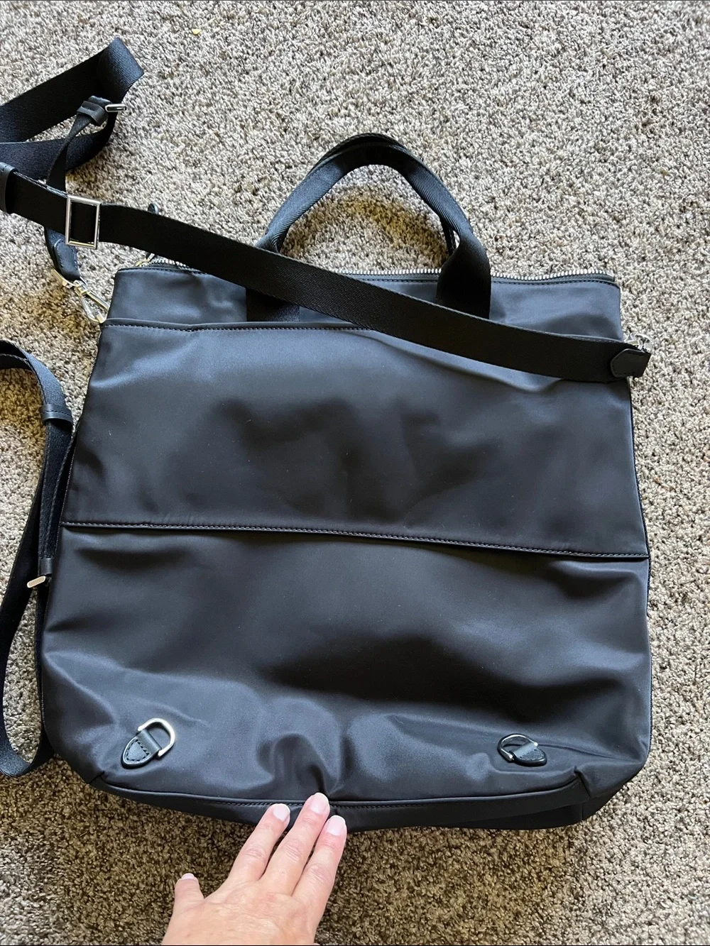 kate spade Black Convertible Messenger Briefcase with Silver Hardware
